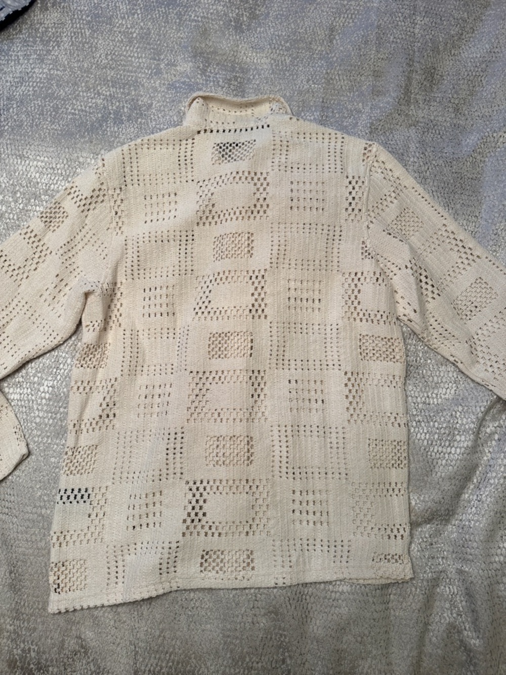 Todd Snyder  Open-Knit Long-Sleeve Cabana Shirt in Chalk. Made in Italy. Medium - Picture 3 of 7